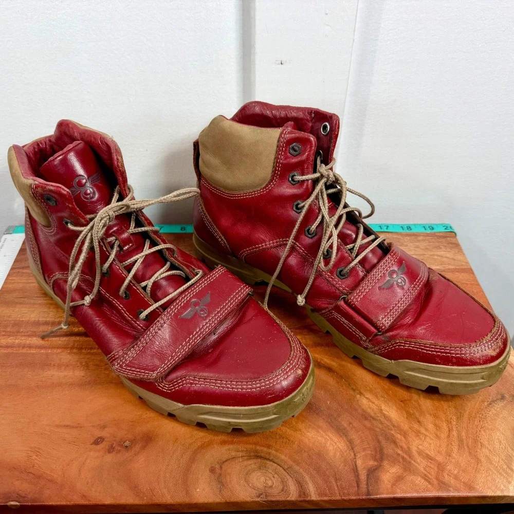 Creative Recreation Mens Red Leather High Top Boots BCR4M30 BS13 Size 12 READ